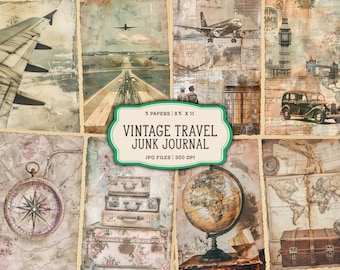 Vintage Junk Journal Printable Pages, Travel Journal, Travel Journal Printable, Printable Travel Junk Journal, Vintage Travel Journal