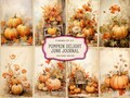 Watercolor Autumn Pumpkin Junk Journal Printable Pages, Pumpkin Junk Journal Kit, Pumpkin Junk Journal Paper, Digital Collage Sheet