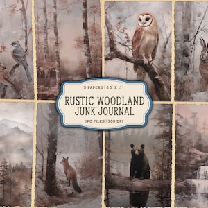 Pagine stampabili del diario della spazzatura della foresta dell'acquerello, kit del diario della spazzatura degli animali del bosco, carta del diario della spazzatura, bosco rustico