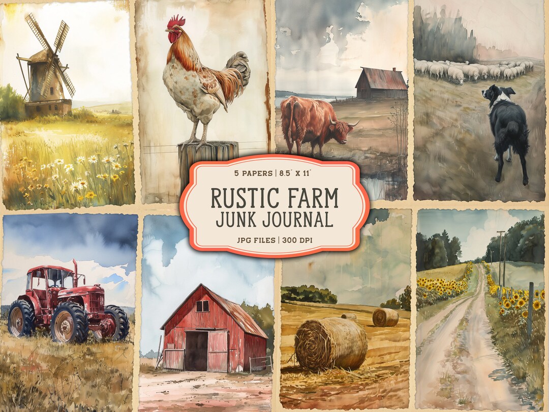 Watercolor Farm Junk Journal Printable Pages, Farmhouse Junk Journal ...