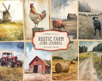 Watercolor Farm Junk Journal Printable Pages, Farmhouse Junk Journal Kit, Country Farm Junk Journal Paper, Barn Digital Paper