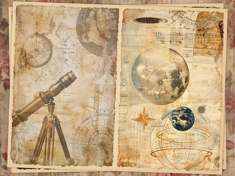 Space Journal Paper Celestial Junk Journal Printable Pages, Astronomy Journal, Space ...