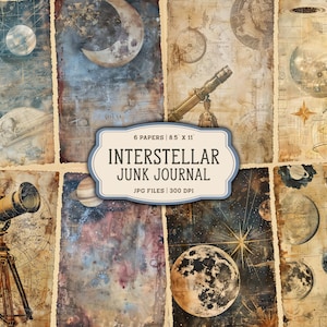 Pagine stampabili del diario della spazzatura celeste, diario di astronomia, carta per album spaziale, diario della spazzatura spaziale, diario lunare