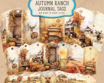 40 Watercolor Country Farm Junk Journal Tags, Farm House Junk Journal Kit, Ranch Junk Journal Tag, Digital Collage Sheet