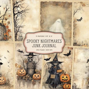 Halloween Printables for Junk Journals, Vintage Junk Journal Halloween, Watercolor Halloween Digital Junk Journal