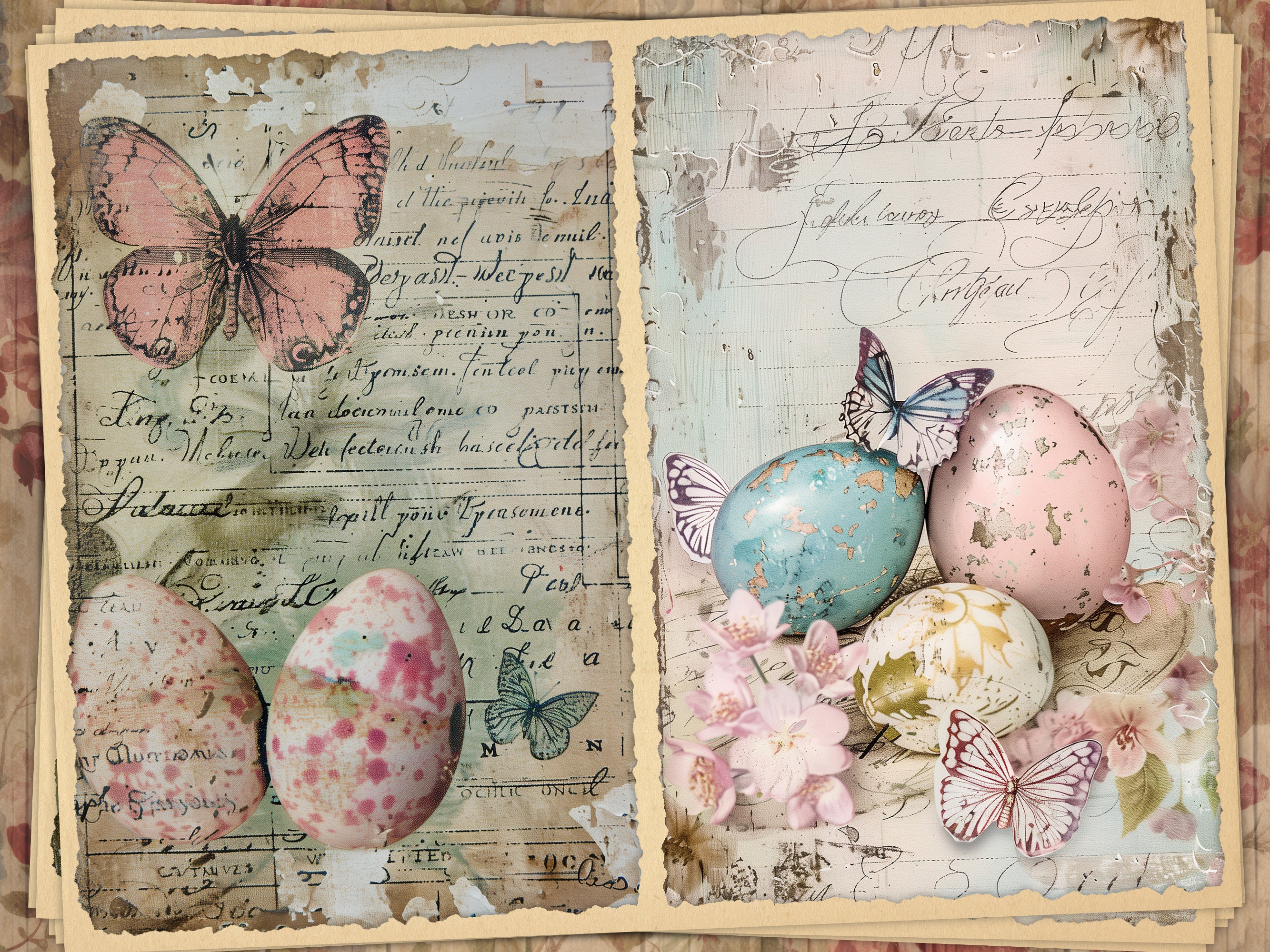 Vintage Easter Printables for Junk Journals, Vintage Spring Junk ...
