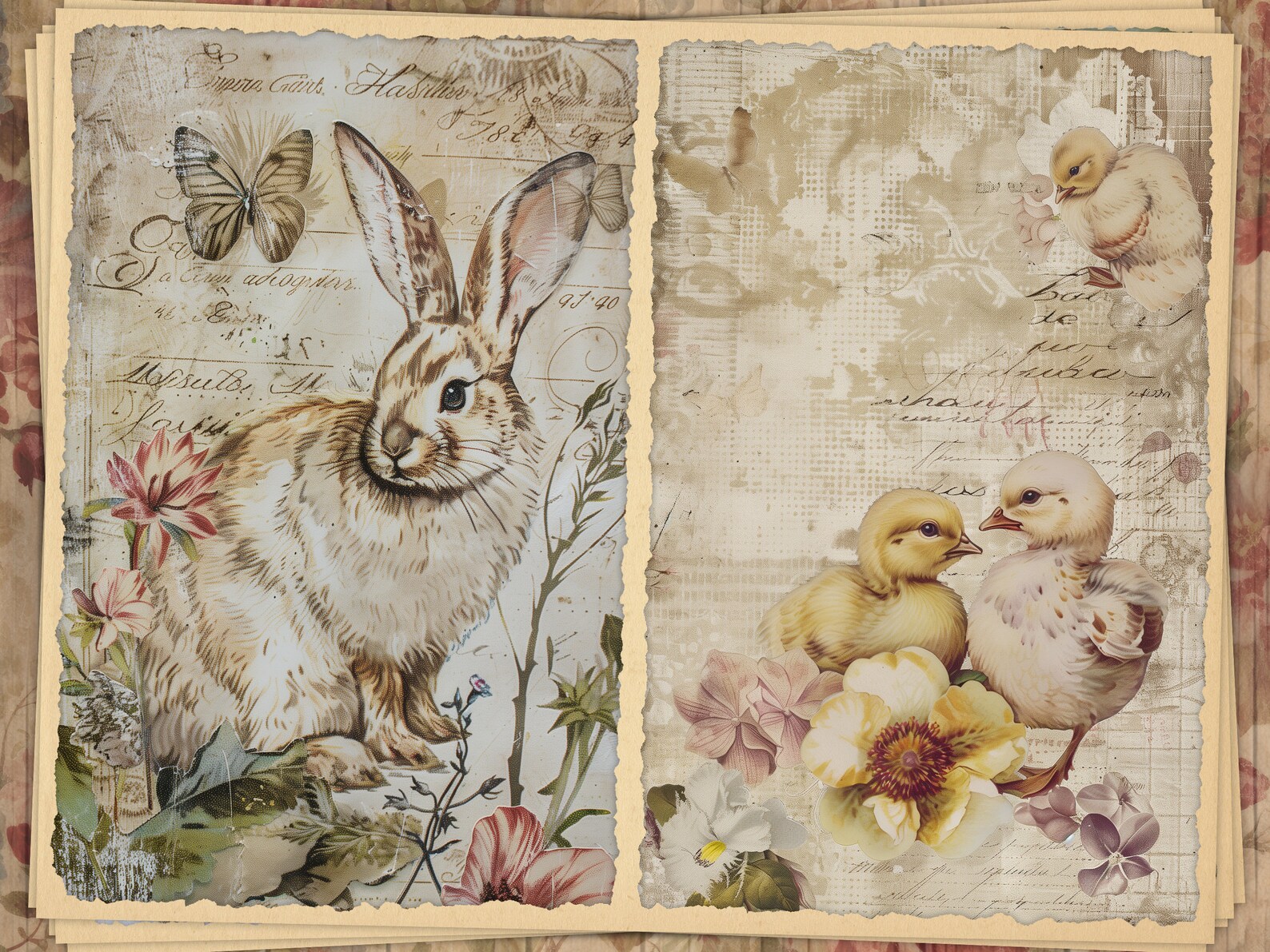 Vintage Easter Printables for Junk Journals, Vintage Spring Junk ...