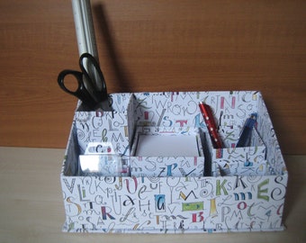 Office organizer with extra pen cup and card box