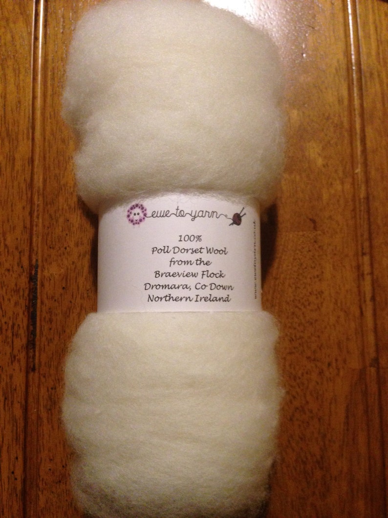 spinning 100g needle felting Poll Dorset carded batt British wool