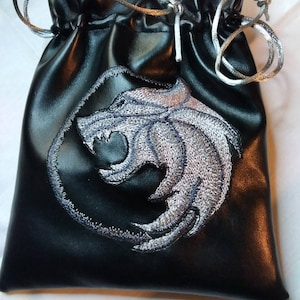 Sac à cordon en simili cuir loup pierre / sac de tarot / pochette rune / pochette en cristal / sac de dés