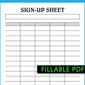 SIGN UP Sheet Printable Fillable PDF Blank Signup Volunteers - Etsy