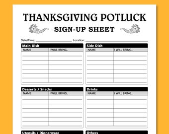 Thanksgiving Potluck Etsy
