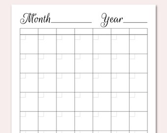 BLANK Kalender Planer druckbare PDF, Undatierter Ewiger Kalender, Todo Liste DIY Planer, Monatliche Wöchentliche Tägliche To Do Listen, Letter, A4, A5