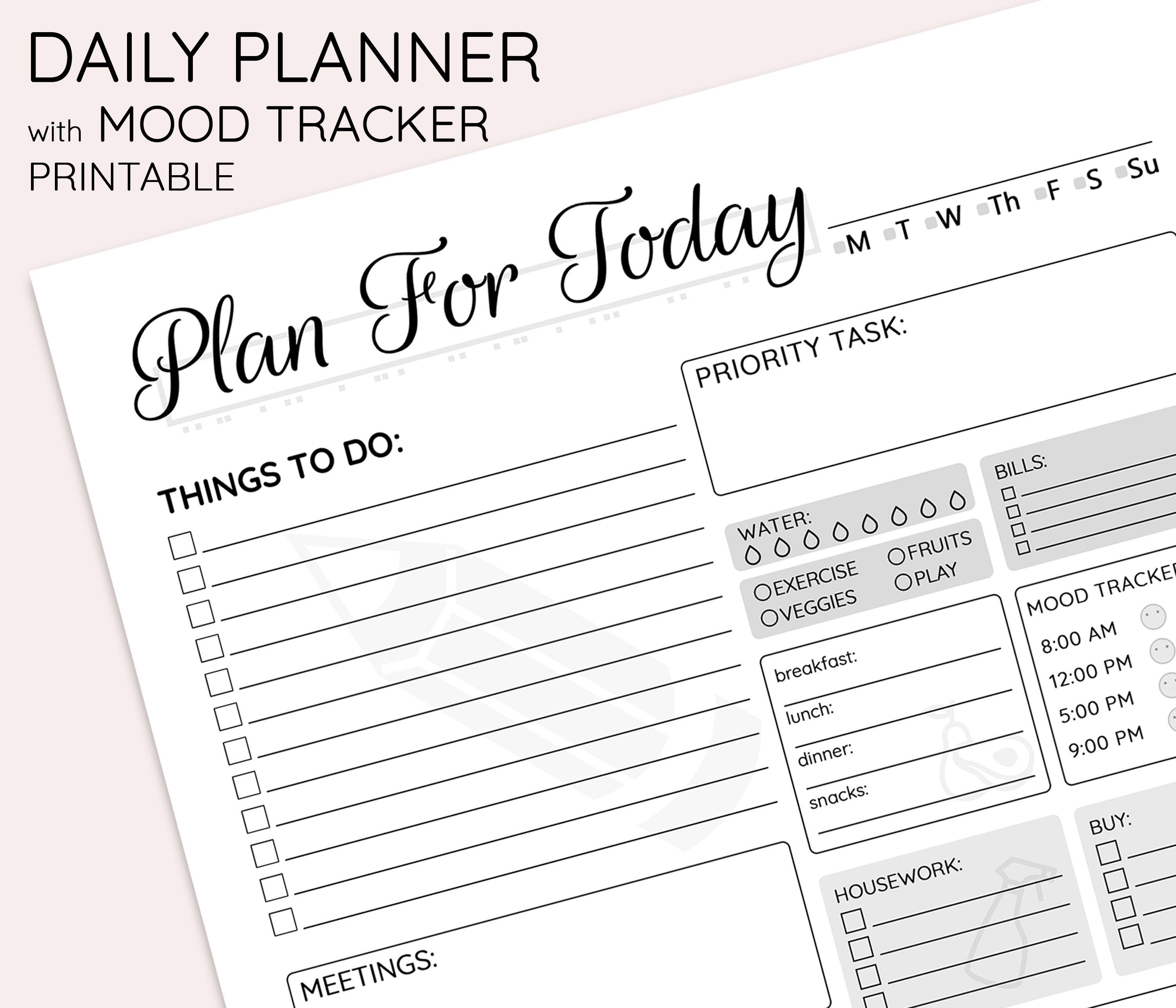 Daily Planner Printable, Mood Tracker, to Do List Printable