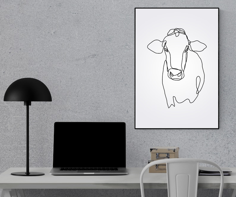 Cow Bathroom Decor, Cow Wall Art PRINTABLE, Abstract Cow Art, Cow