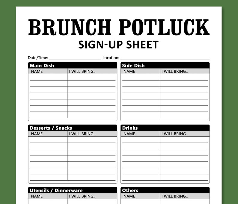 Brunch Potluck Sign Up Sheet Printable Template Morning Noon brunch-potluck-sign-up-sheet-printable-template-morning-noon