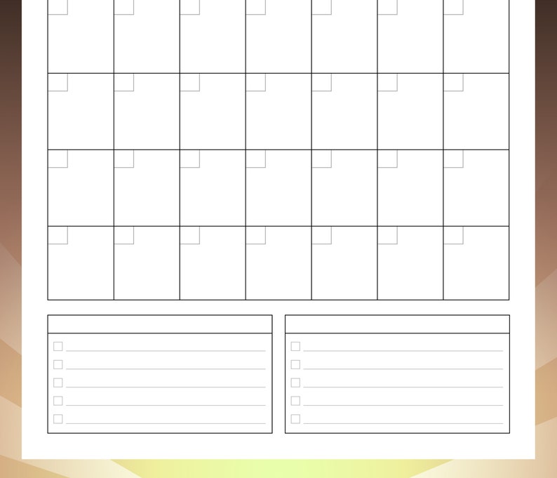 20x28 BLANK Wall Calendar Printable, Large Blank Perpetual Wall