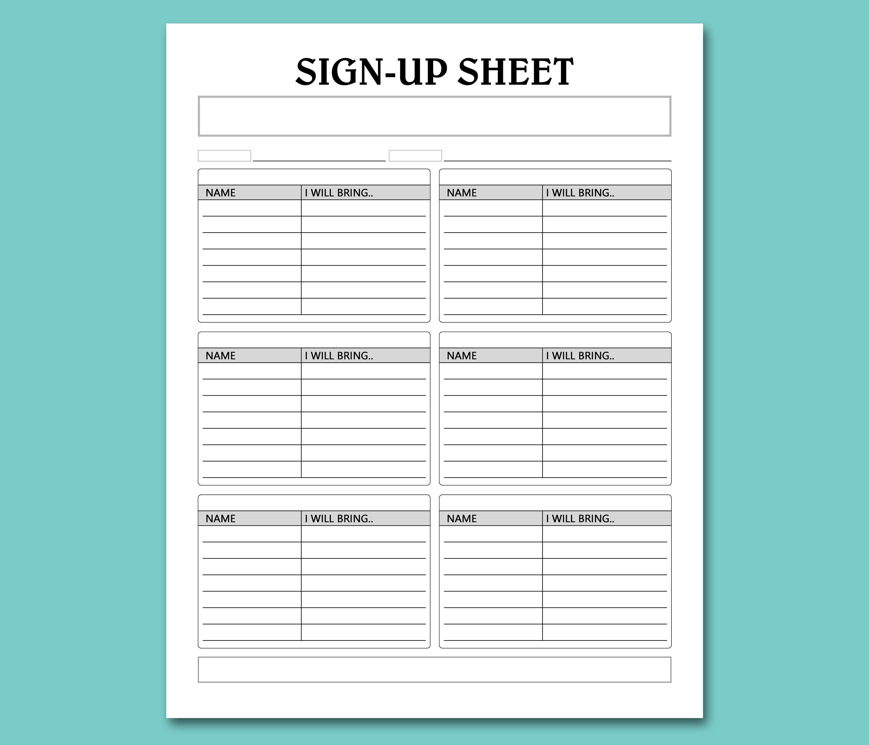 potluck sign up sheet druckbare vorlage, sign up sheet vorlage für potluck dinner, instant download, letter, a4