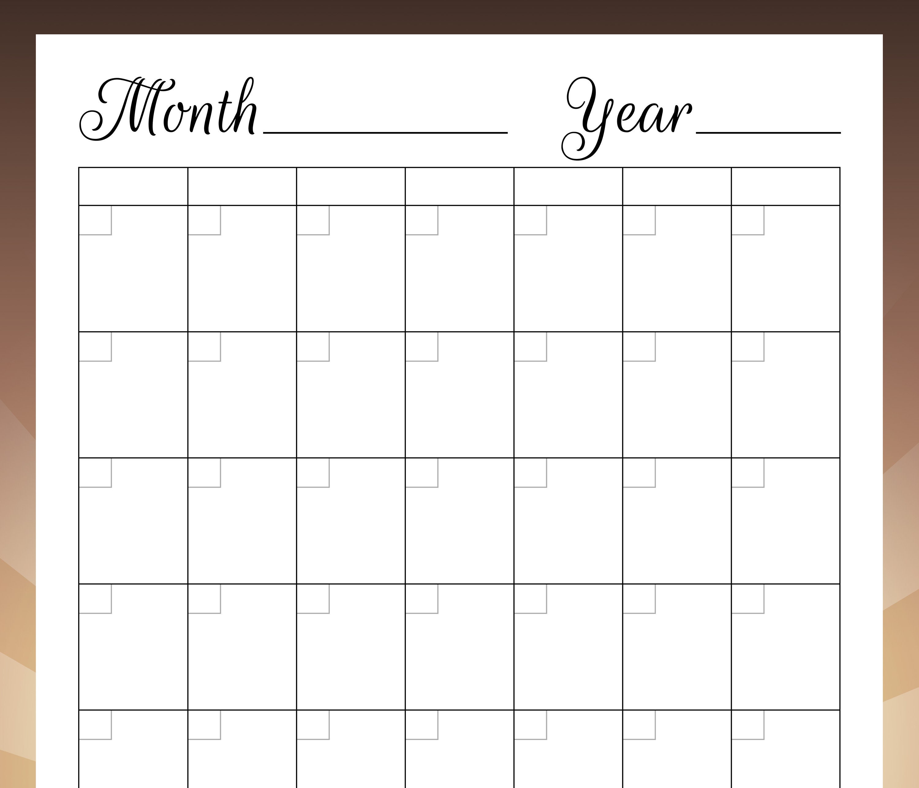 20x28 BLANK Wall Calendar Printable, Large Blank Perpetual Wall ...