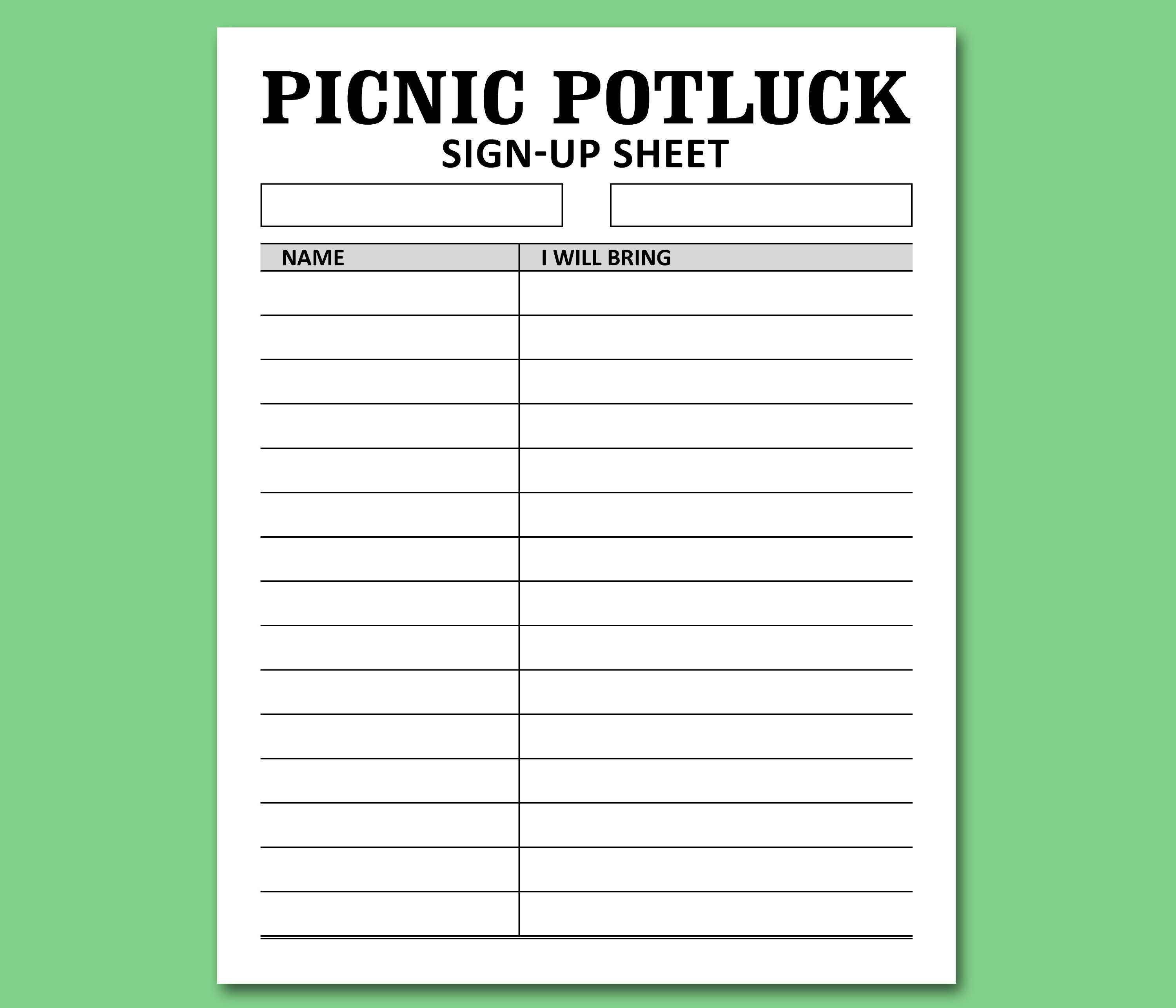Picnic Potluck Sign up Sheet Printable Template Celebration Etsy Norway Picnic Potluck Sign up Sheet Printable Template Celebration Etsy Norway