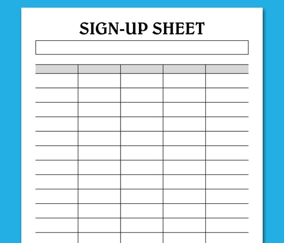 Free Editable Printable Sign Up Sheet