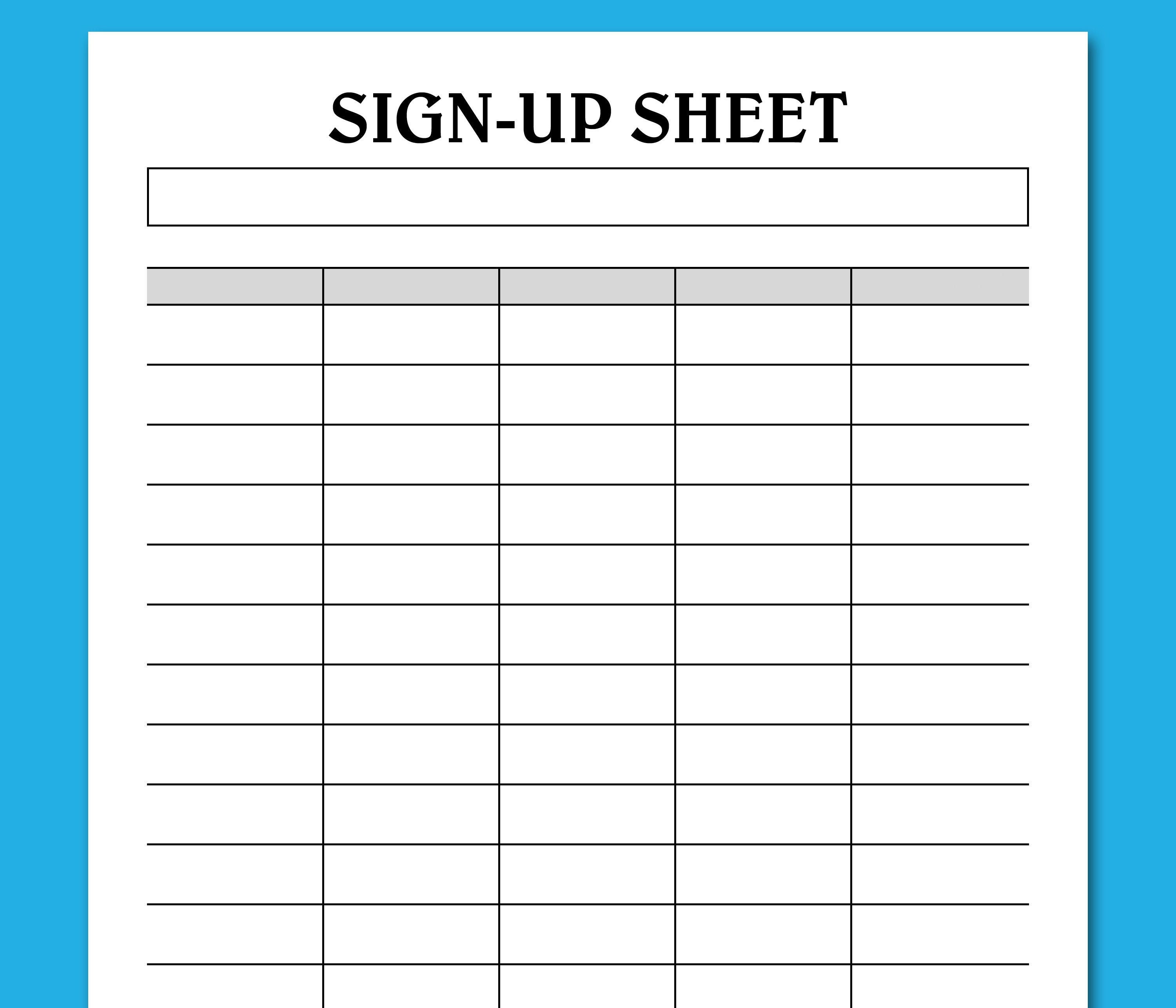 Free Sign Up Sheet Template Printable