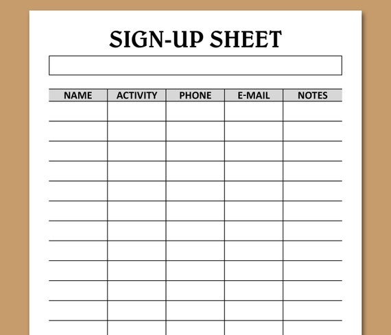 Printable Email Sign Up Sheet Template from i.etsystatic.com