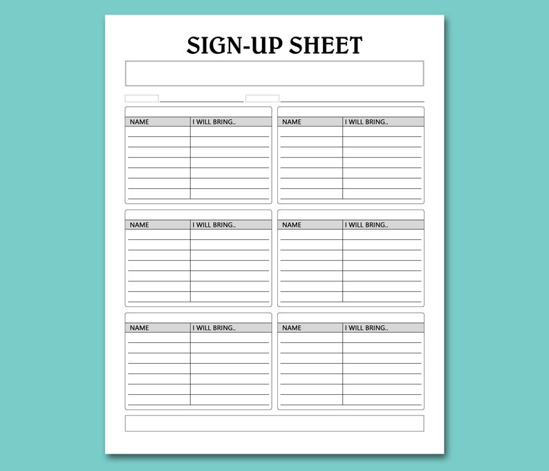 Potluck Sign up Sheet Printable Template Sign up Sheet Etsy Potluck Sign up Sheet Printable Template Sign up Sheet Etsy