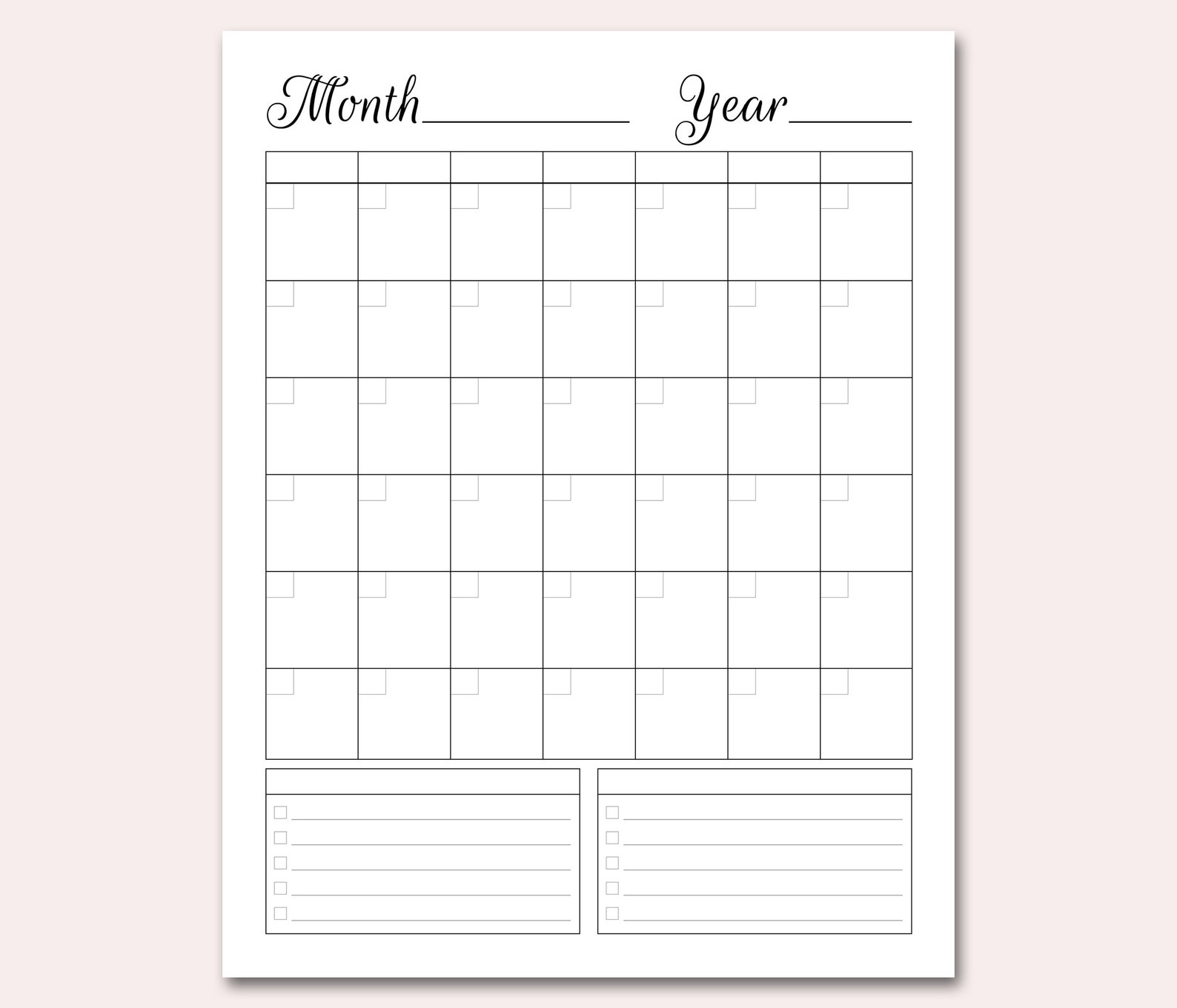 BLANK Calendar Printable Blank Perpetual Calendar DIY | Etsy