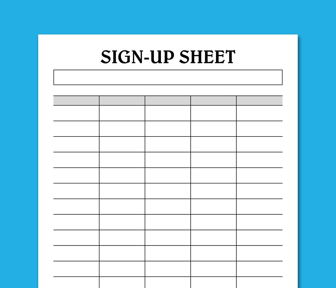 SIGN UP Sheet Printable PDF, Blank Signup Volunteers, Potluck Dinner ...