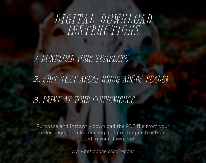 Printable Wedding Menu Template Fall Winter Dark Botanical