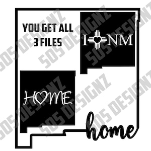 New Mexico Love, Home State Outline  SVG, Zia Heart SVG - PNG, Cricut, Decal, Stencils, Cutouts, Patterns, Scrapbooking or T-Shirt designs