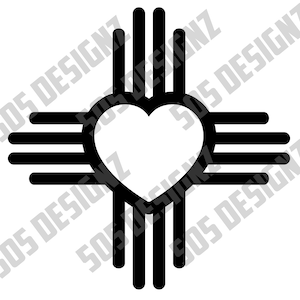 New Mexico State flag, Zia Heart SVG - PNG, Cricut, Decal, Stencils, Cutouts, Patterns, Scrapbooking or T-Shirt designs