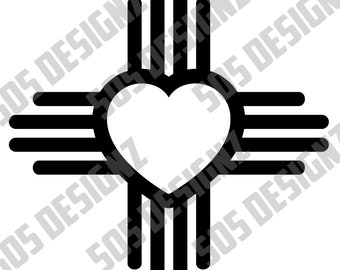 Bandeira do estado do Novo México, Zia Heart SVG - PNG, Cricut, decalque, estênceis, recortes, padrões, scrapbooking ou designs de camisetas