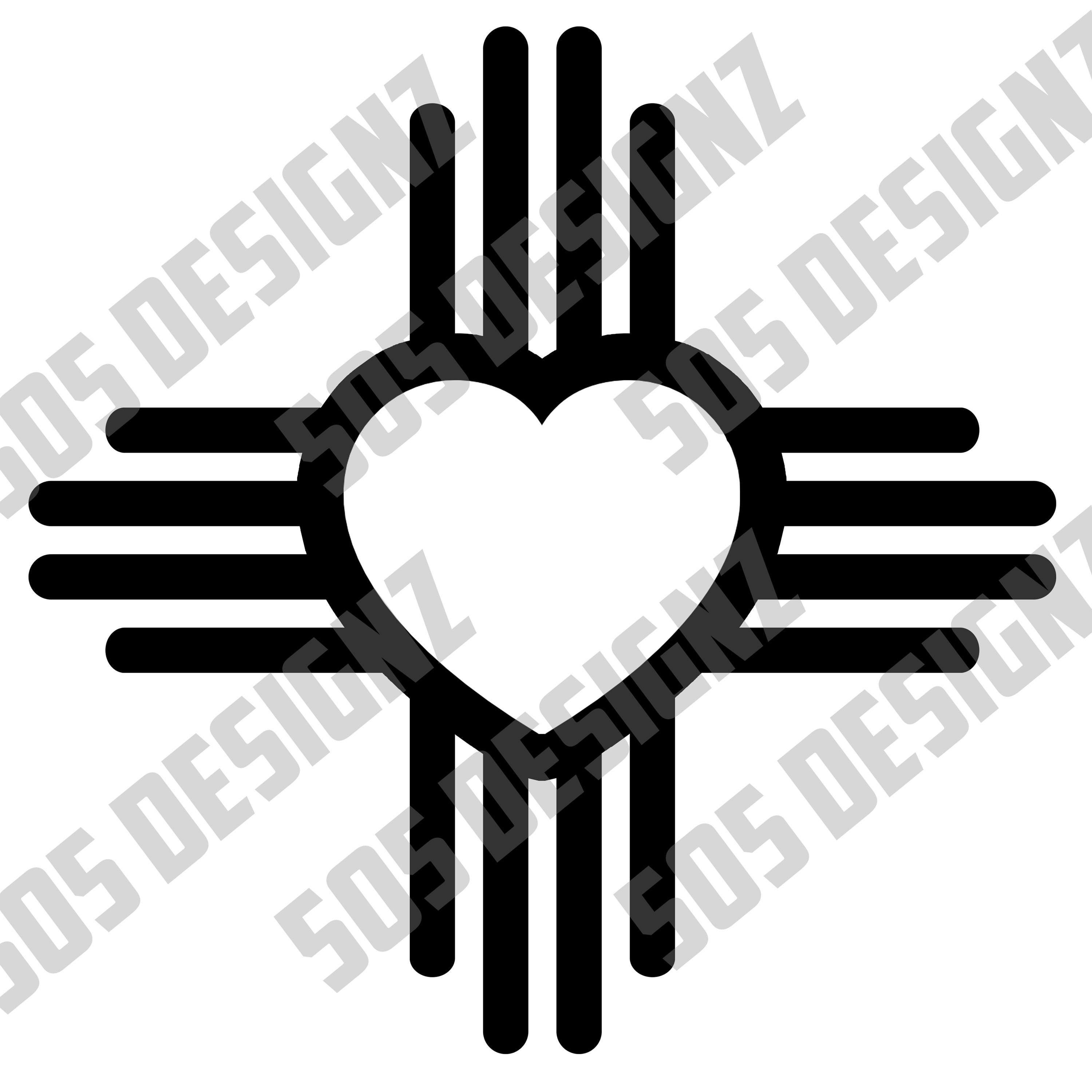 Download New Mexico State flag Zia Heart SVG PNG Cricut Decal | Etsy