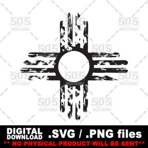 Distressed New Mexico State flag Zia symbol SVG - PNG, Cricut, Decal, Stencils, Cutouts, Patterns, Scrapbooking or T-Shirt designs