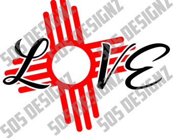 Zia Love SVG - PNG, Cricut, Decal, Stencils, Cutouts, Patterns, Scrapbooking or T-Shirt designs