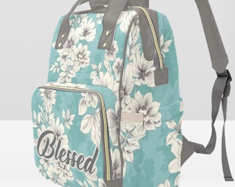 Personalized Floral Diaper Bag Backpack: Custom New Mom Gift