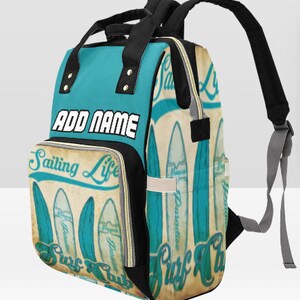 Personalisierter Surfer-Wickeltaschen-Rucksack: Surfbrett Design