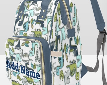 Personalized Dinosaur Diaper Bag Backpack | Custom Name Baby Shower Gift