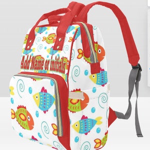 BENUTZERDEFINIERTE PERSONALISIERTE FISCH Sea Windeltasche Rucksack | Angeltasche | Baby-Dusche-Geschenk | Neue Mom Geschenk | Benutzerdefinierte Rucksack