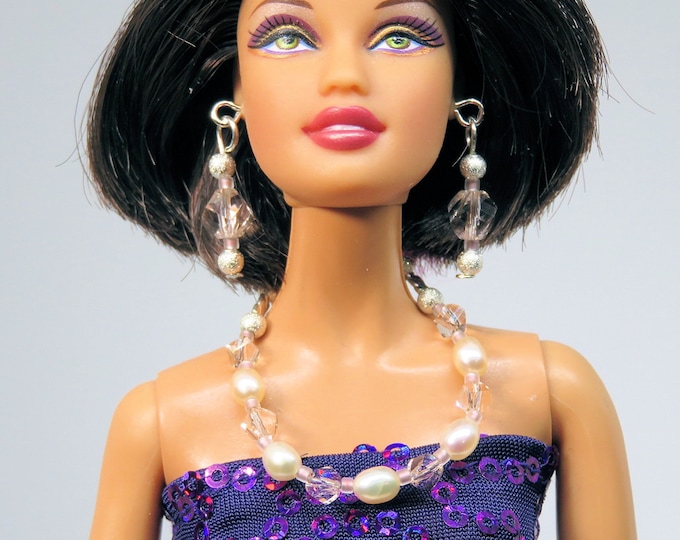 Fashion Doll Jewelry Crystal and Pearl Set for Barbie, Fashion Royalty and Other Fashion Dolls