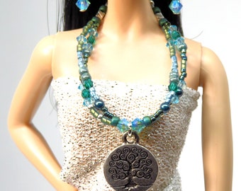 Fashion Doll Jewelry Tree of Life Necklace Set