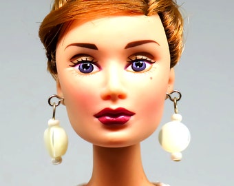 Fashion Doll Jewelry  Mother of Pearl Earrings for Barbie, Fashion Royalty and Other Fashion Dolls