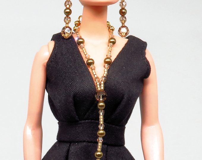 Fashion Doll Jewelry  Crystal Drop Necklace Set