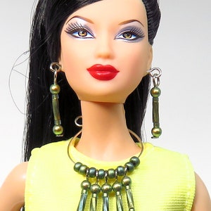 Fashion Doll Jewelry Collar Necklace and Earrings Set  for Barbie, Fashion Royalty and Other Fashion Dolls