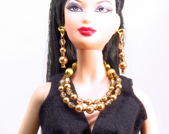 NEW Fashion Doll Jewelry  Crystal & Pearl  Necklace Set for Barbie, Fashion Royalty and Other Fashion Dolls