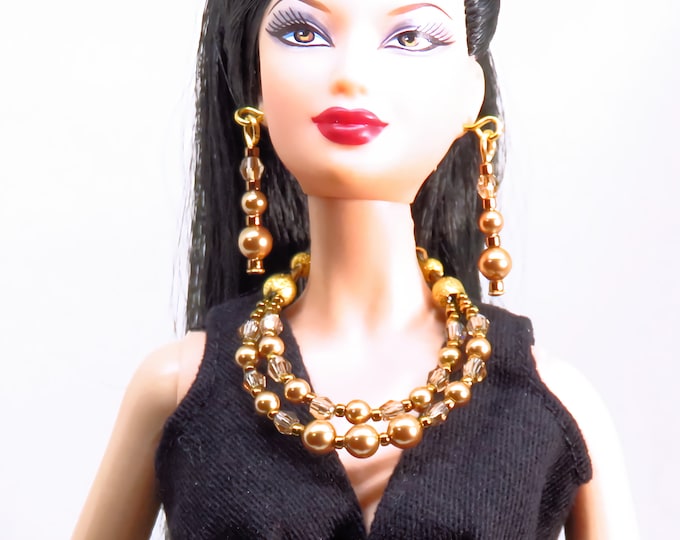 NEW Fashion Doll Jewelry  Crystal & Pearl  Necklace Set for Barbie, Fashion Royalty and Other Fashion Dolls