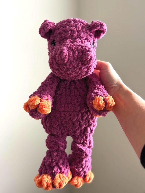Hippo Crochet Plush | Handmade Stuffed Animal | Baby Shower Gift | Custom Colors | Tango