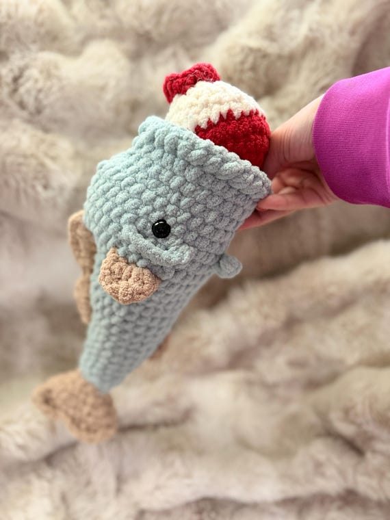 Handmade Bass Bobber Fidget Plush | Chunky Chenille Yarn Sensory Toy